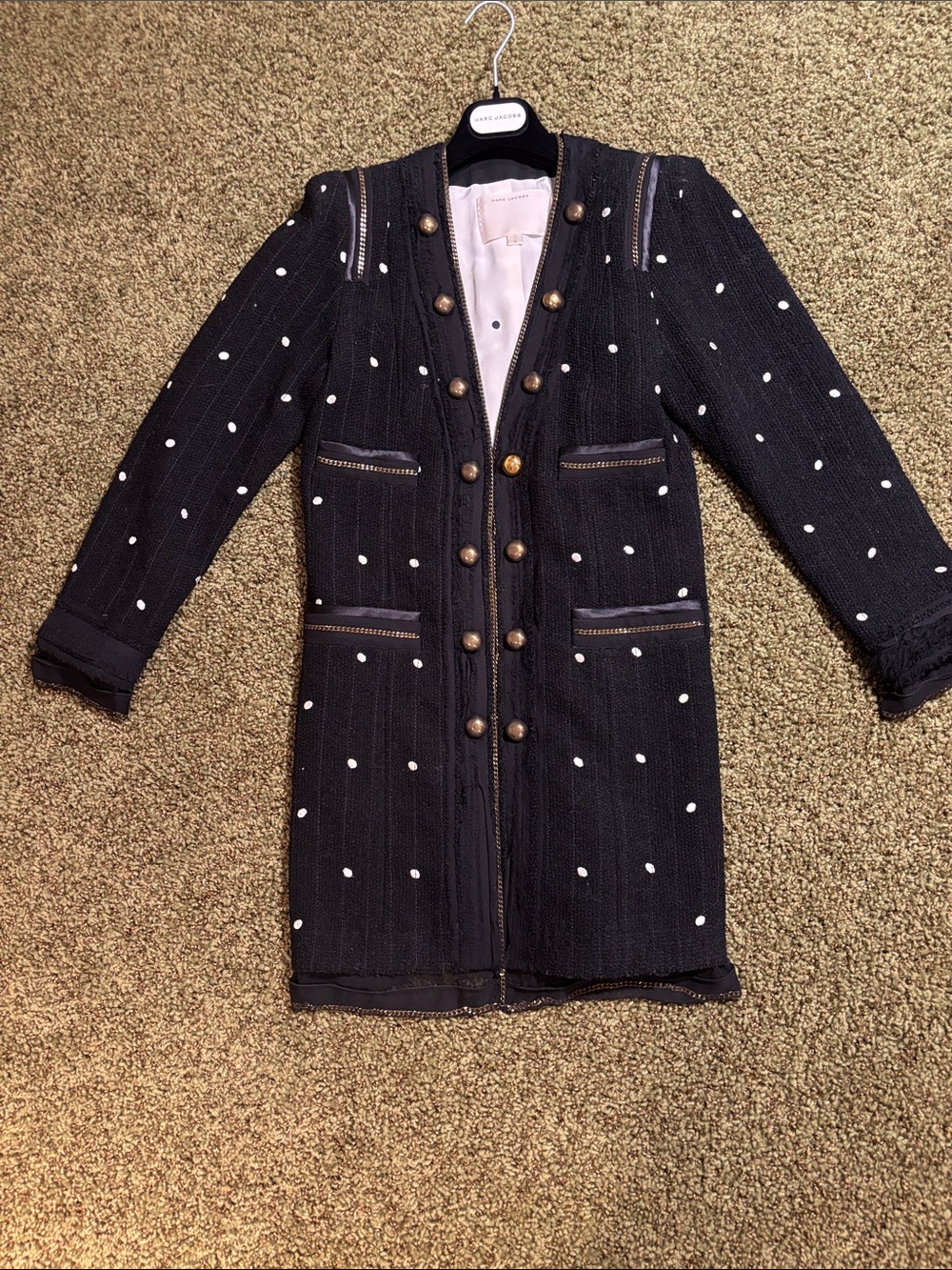 Marc Jacobs Black w/white polka dots Jacket with Gold Trim